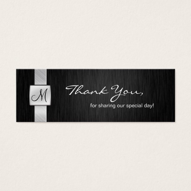 Elegant Black & Silver Wedding Danke Tags (Vorderseite)
