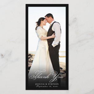 Elegant Black Simple Danke 8x4 Fotokarte