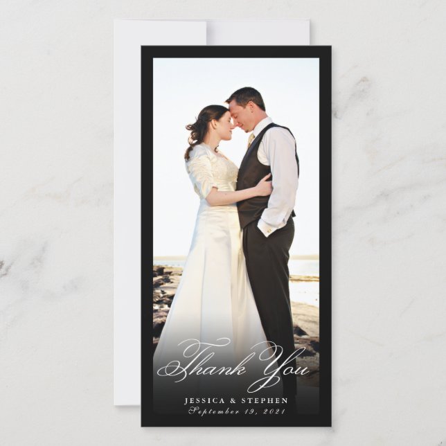 Elegant Black Simple Danke 8x4 Fotokarte (Vorderseite)