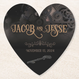 Elegant Black Steampunk Wedding Untersetzer