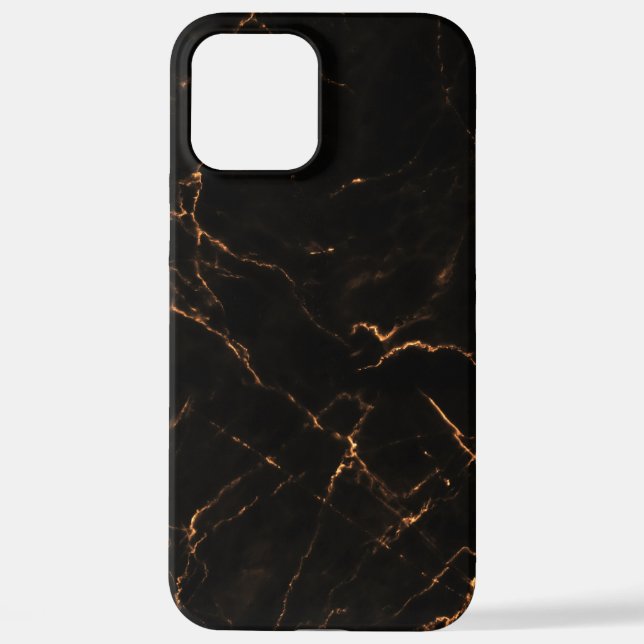 Elegant Black Stone Marble Pattern iPhone 12 Pro Max Hülle (Rückseite)