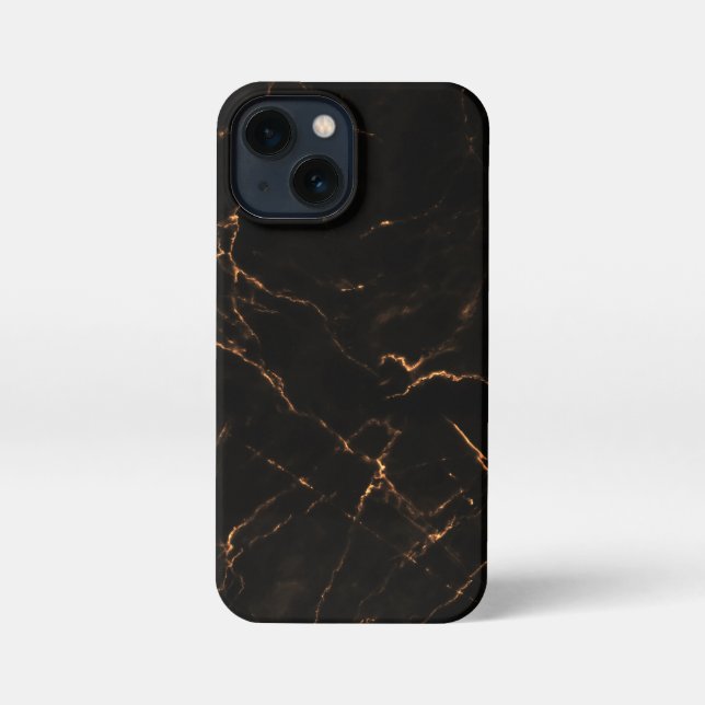 Elegant Black Stone Marble Pattern iPhone 13 Mini Hülle (Rückseite)