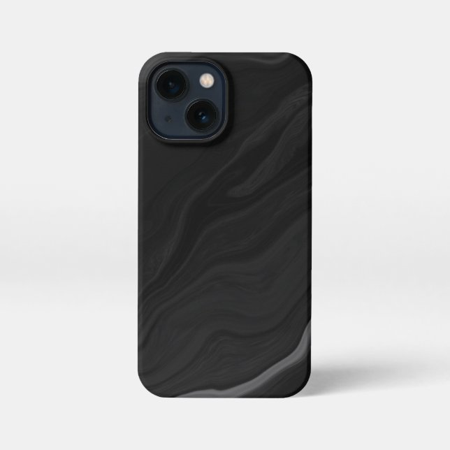 Elegant Black Stone Marble Pattern iPhone 13 Mini Hülle (Rückseite)