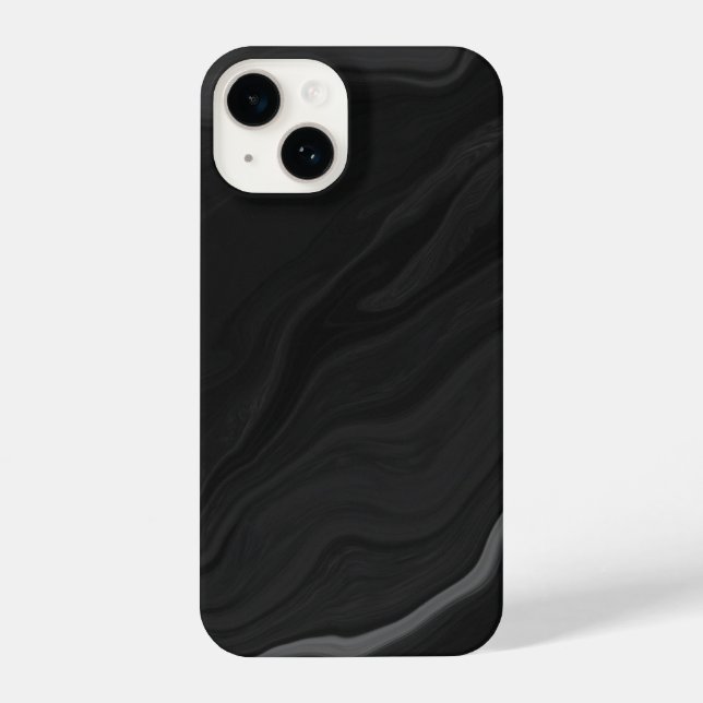 Elegant Black Stone Marble Pattern iPhone 14 Hülle (Rückseite)