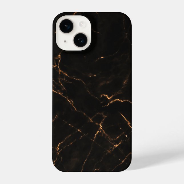 Elegant Black Stone Marble Pattern iPhone 14 Hülle (Rückseite)