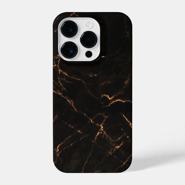 Elegant Black Stone Marble Pattern iPhone 14 Pro Hülle (Rückseite)