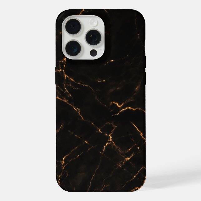 Elegant Black Stone Marble Pattern iPhone 15 Pro Max Hülle (Rückseite)