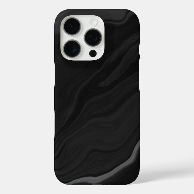 Elegant Black Stone Marble Pattern iPhone 16 Pro Hülle (Rückseite)