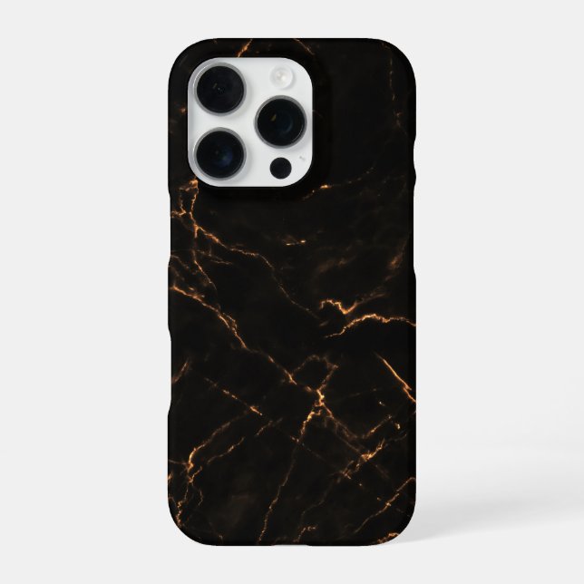 Elegant Black Stone Marble Pattern iPhone 16 Pro Hülle (Rückseite)
