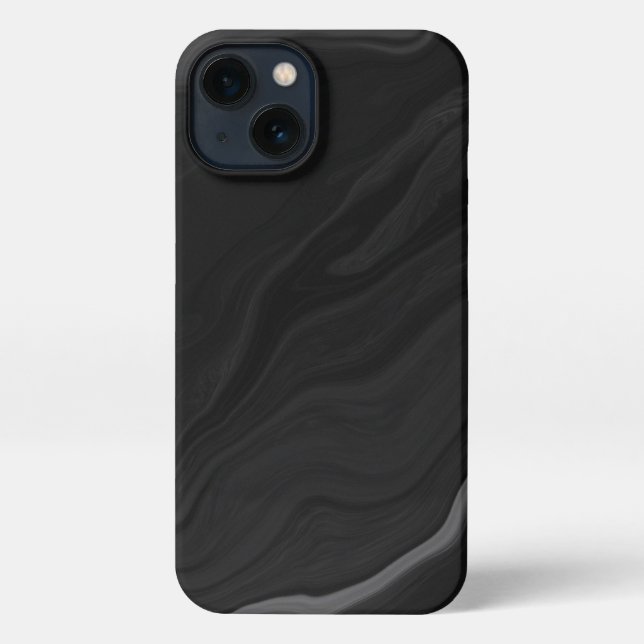 Elegant Black Stone Marble Pattern iPhone Hülle (Rückseite)