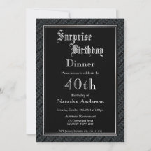 Elegant Black Surprise 40. Geburtstag Abendessen
