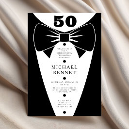 Elegant Black Tuxedo 50th Birthday Einladung
