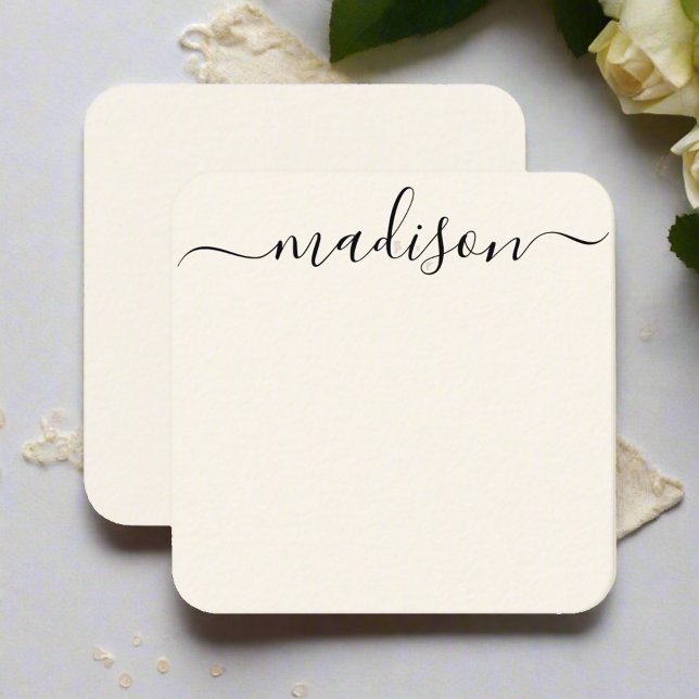 Elegant Black Typografy Calligraphy Feminine Mitteilungskarte (Von Creator hochgeladen)