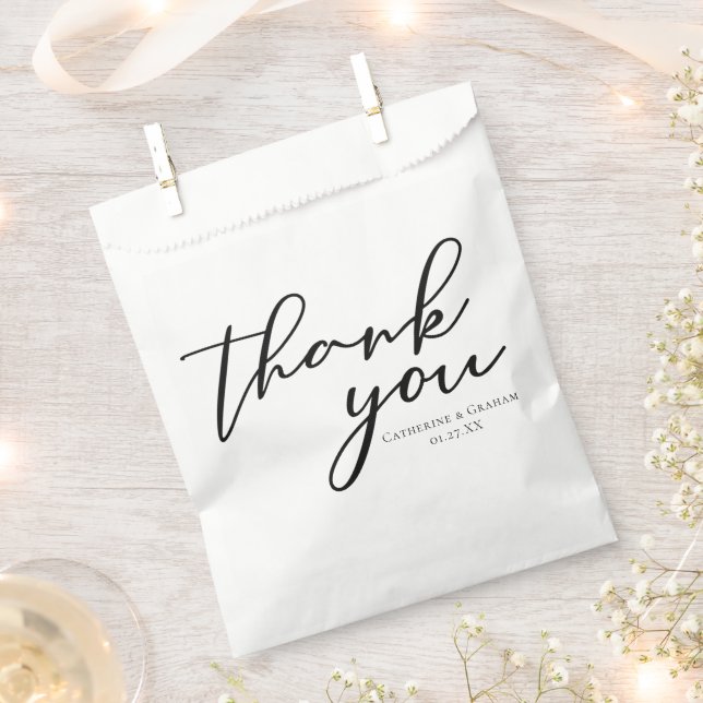 Elegant Black Typografy Wedding Vielen Dank Geschenktütchen (Ausgeschnitten)