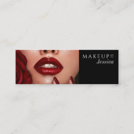Elegant Black Typography Photo Makeup Mini Visitenkarte