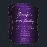 Elegant Black und Royal Lila Ombre 50. Geburtstag Einladung<br><div class="desc">Laden Sie die Tauchgänge zu ihrem 50. Geburtstag. Hervorragende Schwarz und Königlich lila ombre Geburtstagseinladung. Anpassbare Hintergrundfarbe hinter dem Farbverlauf. Individuell gestaltbare Geburtstagsparty lädt ein. Glam und schicke Einladungen. Passen Sie die modernen und eleganten Kalligraphie-Schriftart-Stile an.</div>