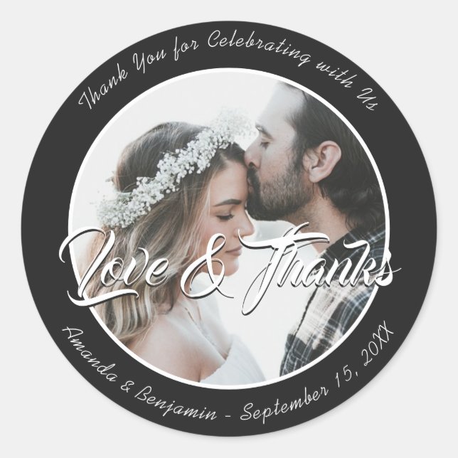 Elegant Black Vielen Dank, dass Sie Foto Sticker H (Vorderseite)