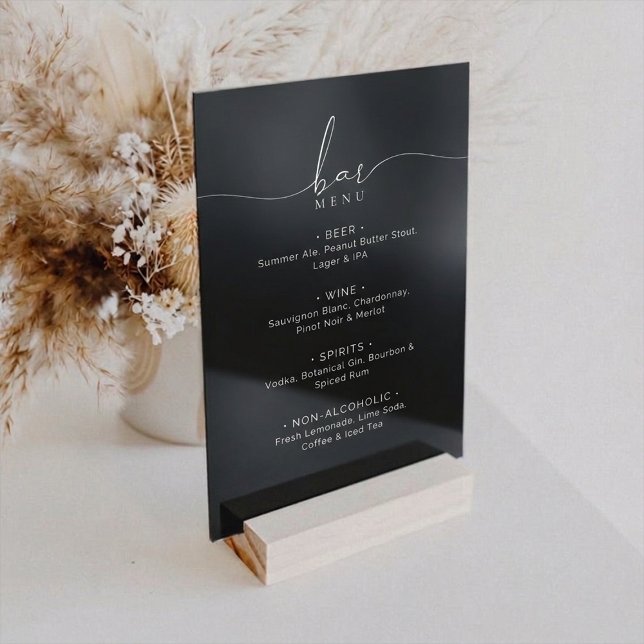 Elegant Black Wedding Bar Menu Acrylic Sign Acrylschild (Von Creator hochgeladen)