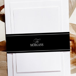 Elegant Black Wedding Invitation Belly Band