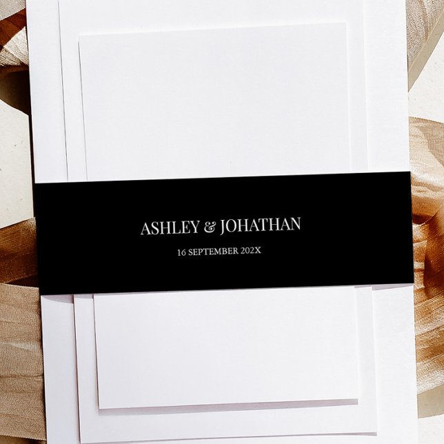 Elegant Black Wedding Invitation Belly Band (Von Creator hochgeladen)