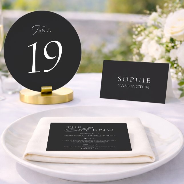 Elegant Black Wedding Table Numbers 1–19 Dankeskarte (Von Creator hochgeladen)