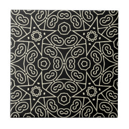 Elegant Black & White Abstract Geometric Pattern  Fliese