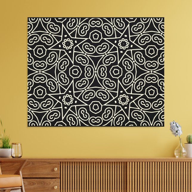 Elegant Black & White Abstract Geometric Pattern  Leinwanddruck (Insitu (Wohnzimmer))