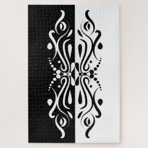 Elegant Black & White Abstract Harlequin Style