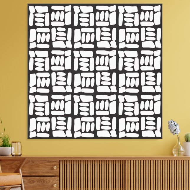 Elegant Black &White  Abstract Pattern Leinwanddruck (Insitu (Wohnzimmer))
