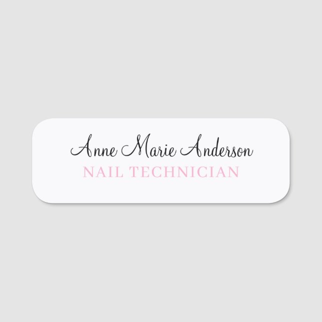 Elegant Black White and Pink Professional Name  Namensschild (Vorderseite)