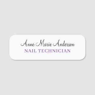 Elegant Black White and Purple Professional Name  Namensschild