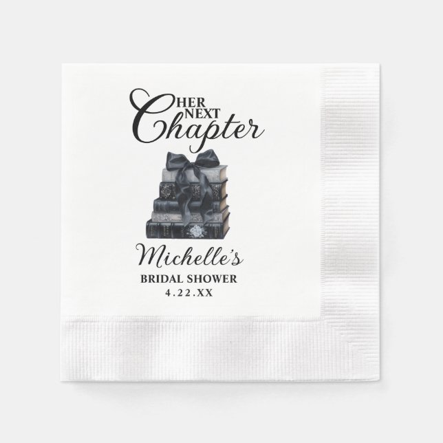 Elegant Black & White Book Themed Bridal Shower  Serviette (Vorderseite)