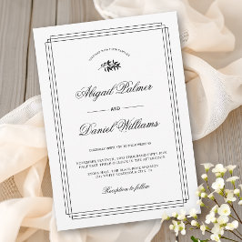Elegant black, white branch and border wedding einladung