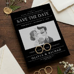 Elegant Black & White Cartoon Couple Wedding Save  Einladung<br><div class="desc">Announce your special day with charming style! This elegant Save the Date card features a delightful black and white cartoon illustration of a happy couple, perfect for setting a joyful and sophisticated tone for your wedding. The classic design with clean typography ensures all your important details stand out. Easily customizable...</div>