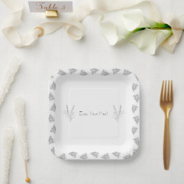 Elegant Black & White Classic Botanical Line Plate Pappteller