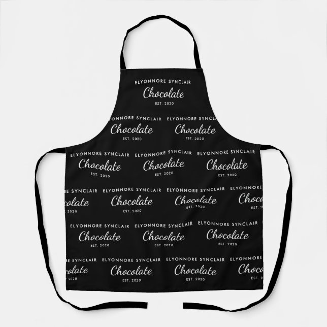 Elegant Black White Custom Chocolate Staff Uniform Schürze (Vorderseite)