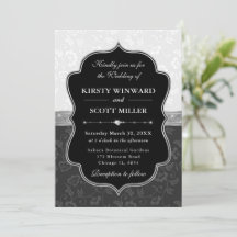Elegant Black White Frame Floral Wedding