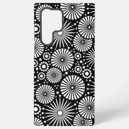 Elegant Black White Geometric Flowers Starburst Samsung Galaxy Hülle