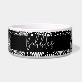 Elegant Black White Geometric Starburst Pet Name  Napf