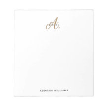 Elegant Black White Gold Script Monogram