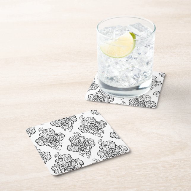 Elegant Black White Grape Bunches Wine Fruit Lover Rechteckiger Pappuntersetzer (Vor Ort)