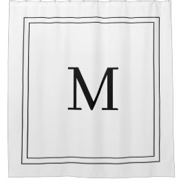 Elegant Black &White Initial Monogram  Duschvorhang