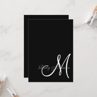 Elegant Black White Initial Wedding  Einladung