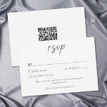 Elegant Black White Minimalist Wedding QR RSVP Karte<br><div class="desc">Celebrate your love with this minimalist black and white wedding response card with a QR code design. Featuring an elegant,  simple design,  it's perfect for an elegant autumn ceremony. This earthy,  modern look offers a warm and sophisticated feel for your fall wedding. Created by Simply Farmhouse Press.</div>