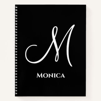 Elegant black &white monogram notizbuch