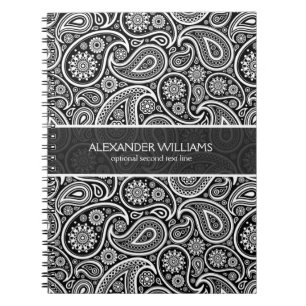 Elegant Black & White Paisley Notizblock