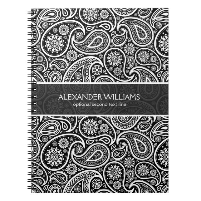 Elegant Black & White Paisley Notizblock (Vorderseite)