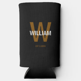Elegant Black &White Personalized Name Monogram Selters Dosenkühler