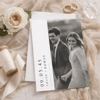 Elegant Black & White Photo  Wedding Invitation 