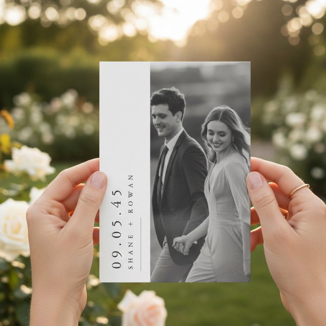 Elegant Black & White Photo  Wedding Invitation  Einladung (Von Creator hochgeladen)